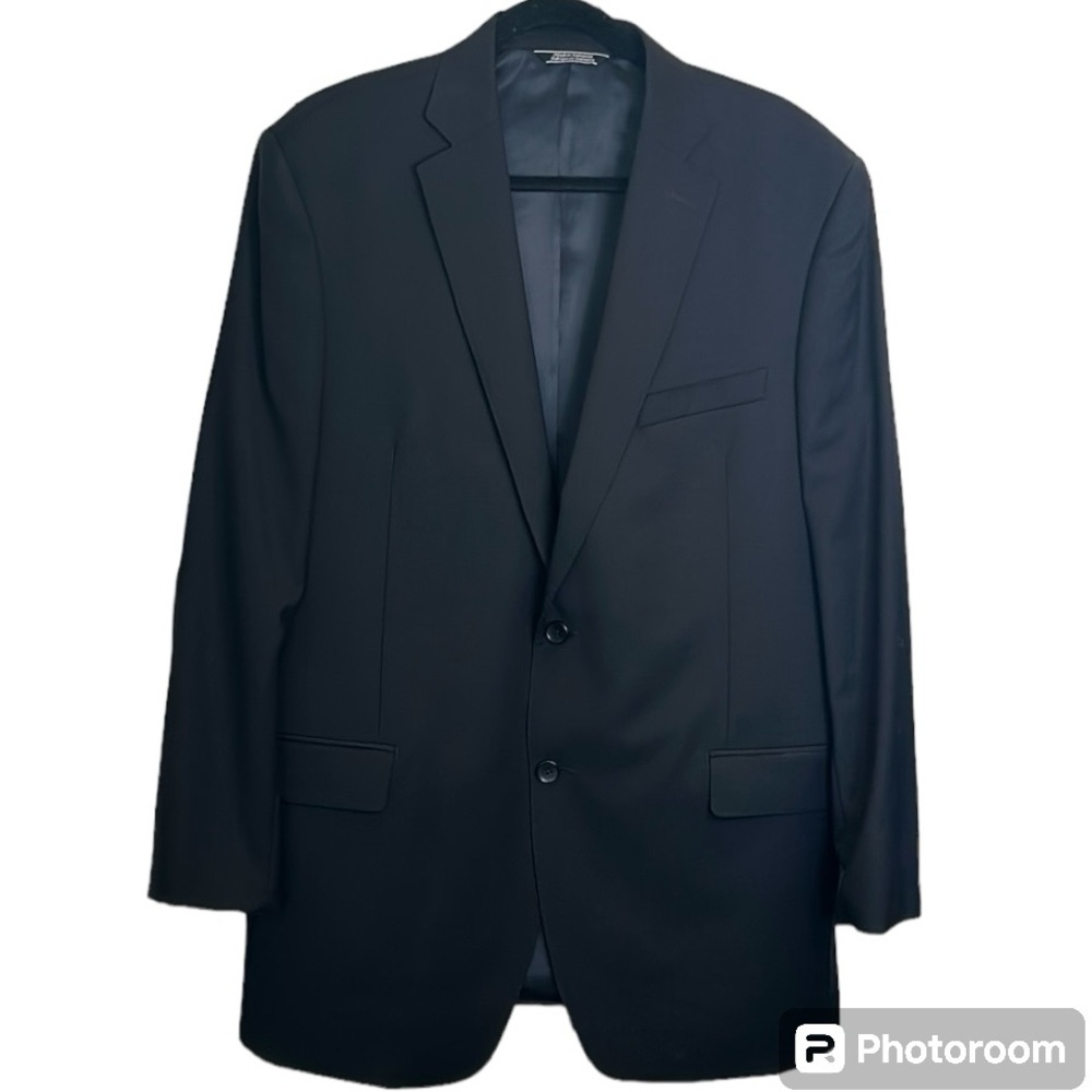 Saks Fifth Avenue Men’s 2 Button Wool Black Blazer Slim Fit Size 44 L